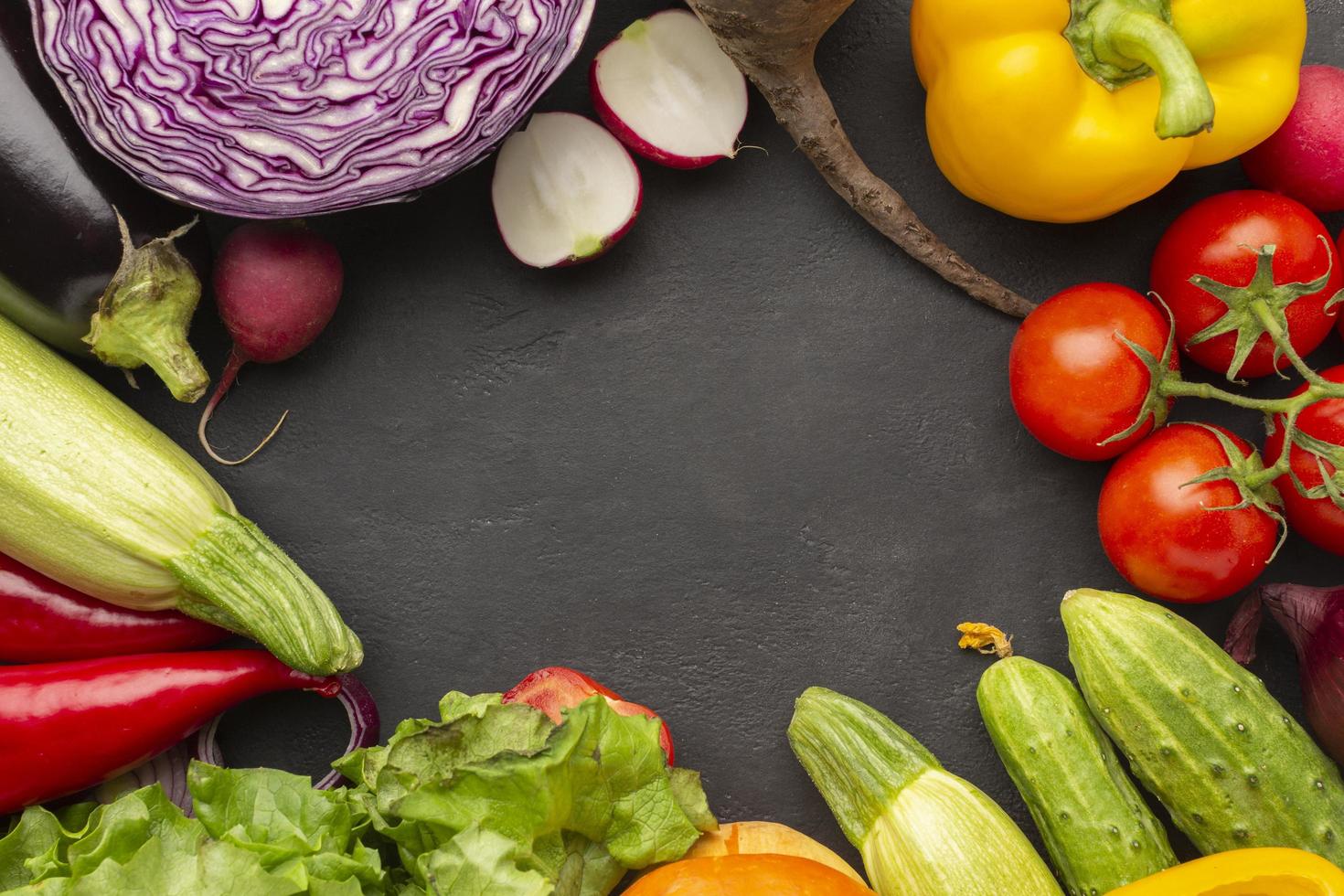 Top view vegetables with copy space photo