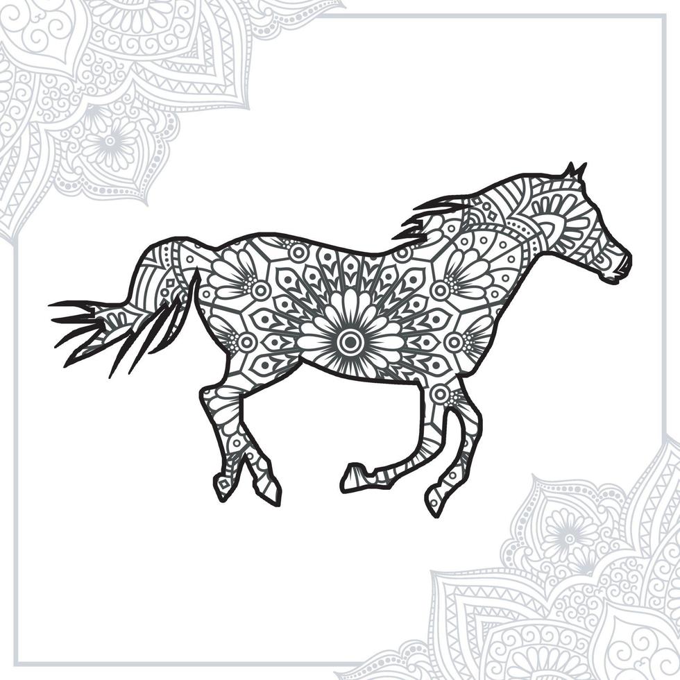 mandala de caballo. elementos decorativos vintage. patrón oriental, ilustración vectorial. vector
