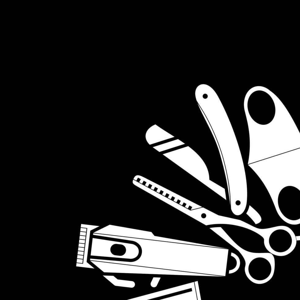 barber tools vector illustration and place for text