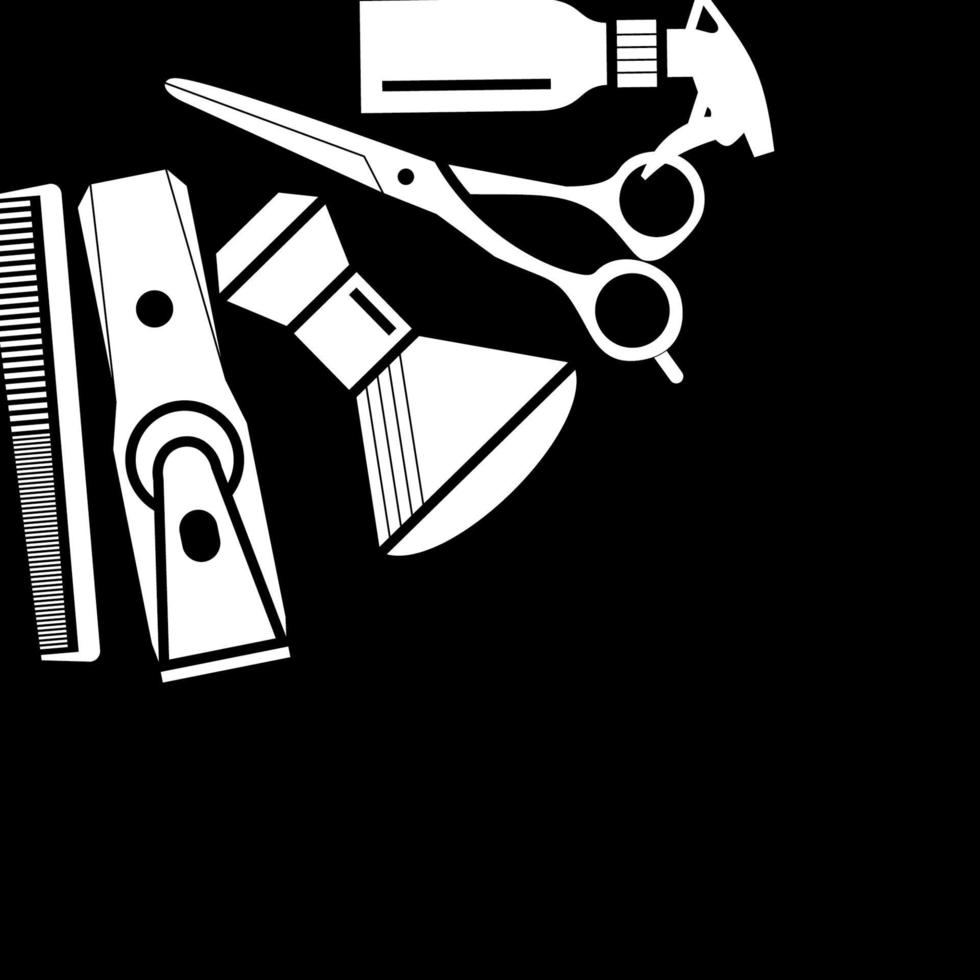 barber tools vector illustration and place for text