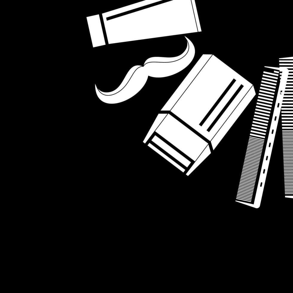 barber tools vector illustration and place for text