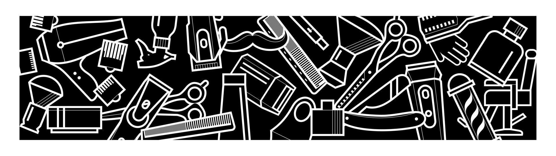 barbershop black and white background vector