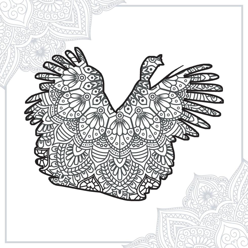 Ostrich Mandala. Vintage decorative elements. Oriental pattern, vector illustration.
