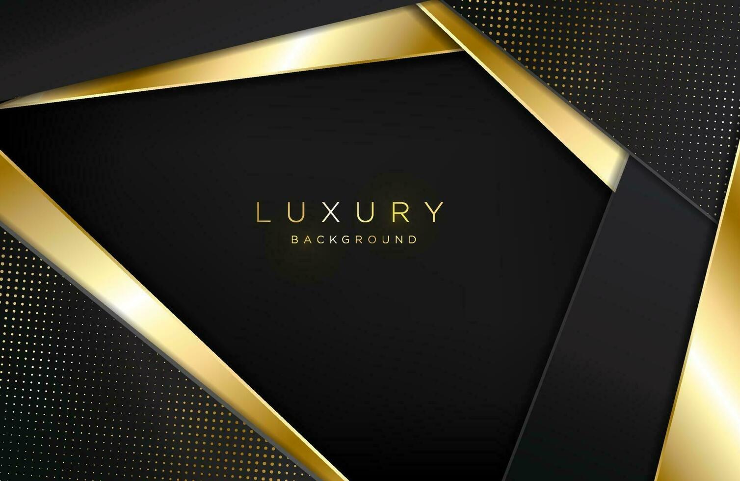 black and gold abstract geometric frame background with golden sparkle element vector