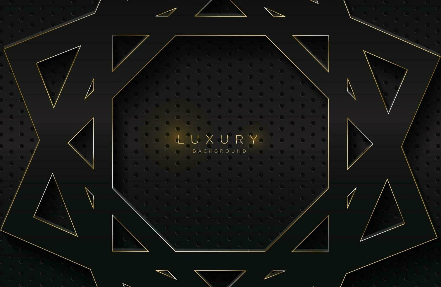 Abstract Realistic 3d background with glossy gold geometric shape Vector geometric illustration on black surface Graphic design element