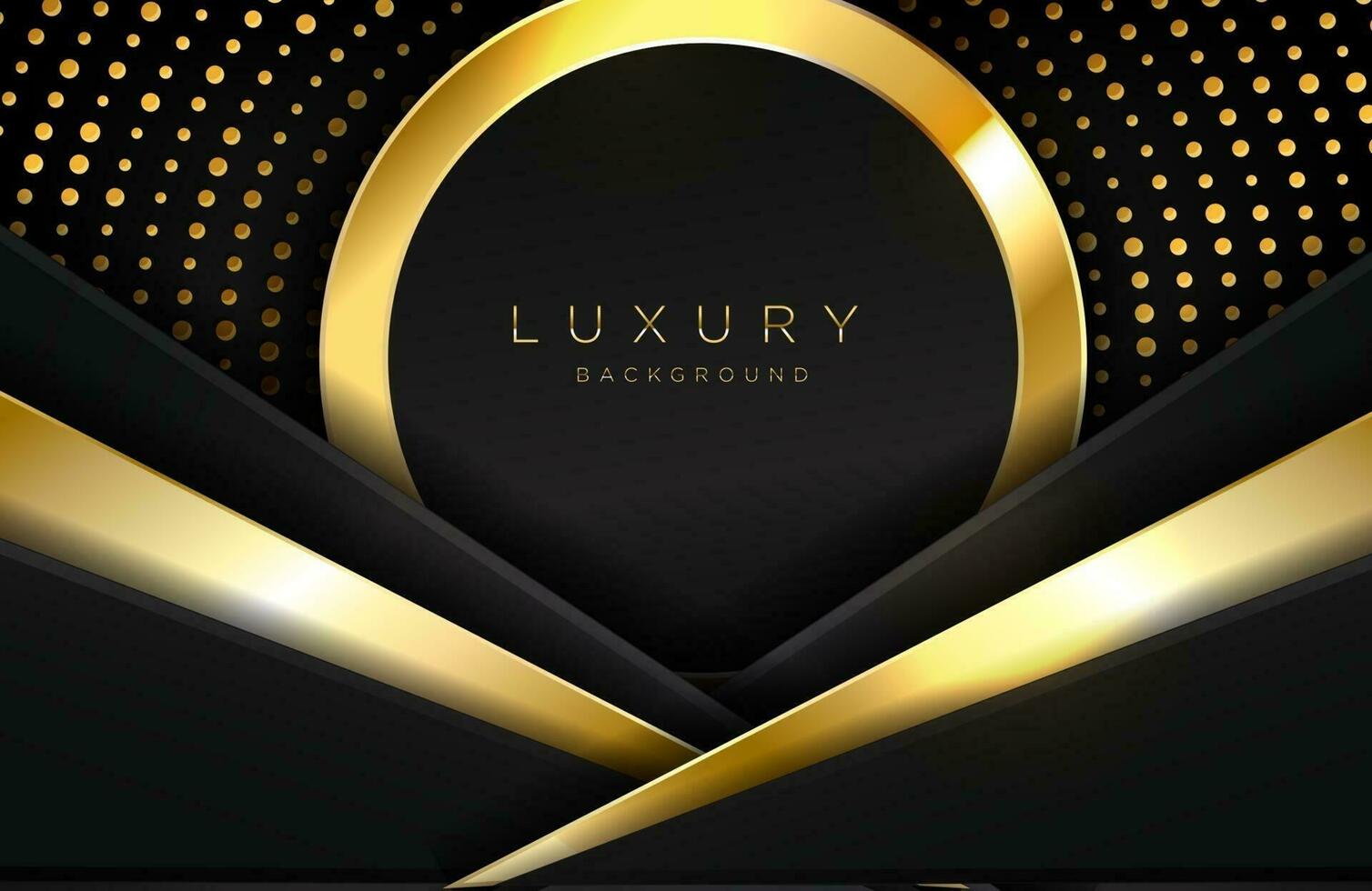 black and gold overlap shape background Elegant frame composition vector