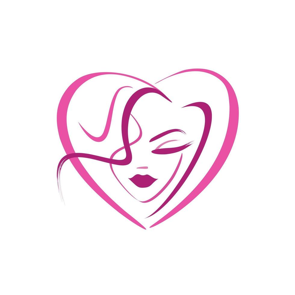 logo female face in the shape of a heart vector