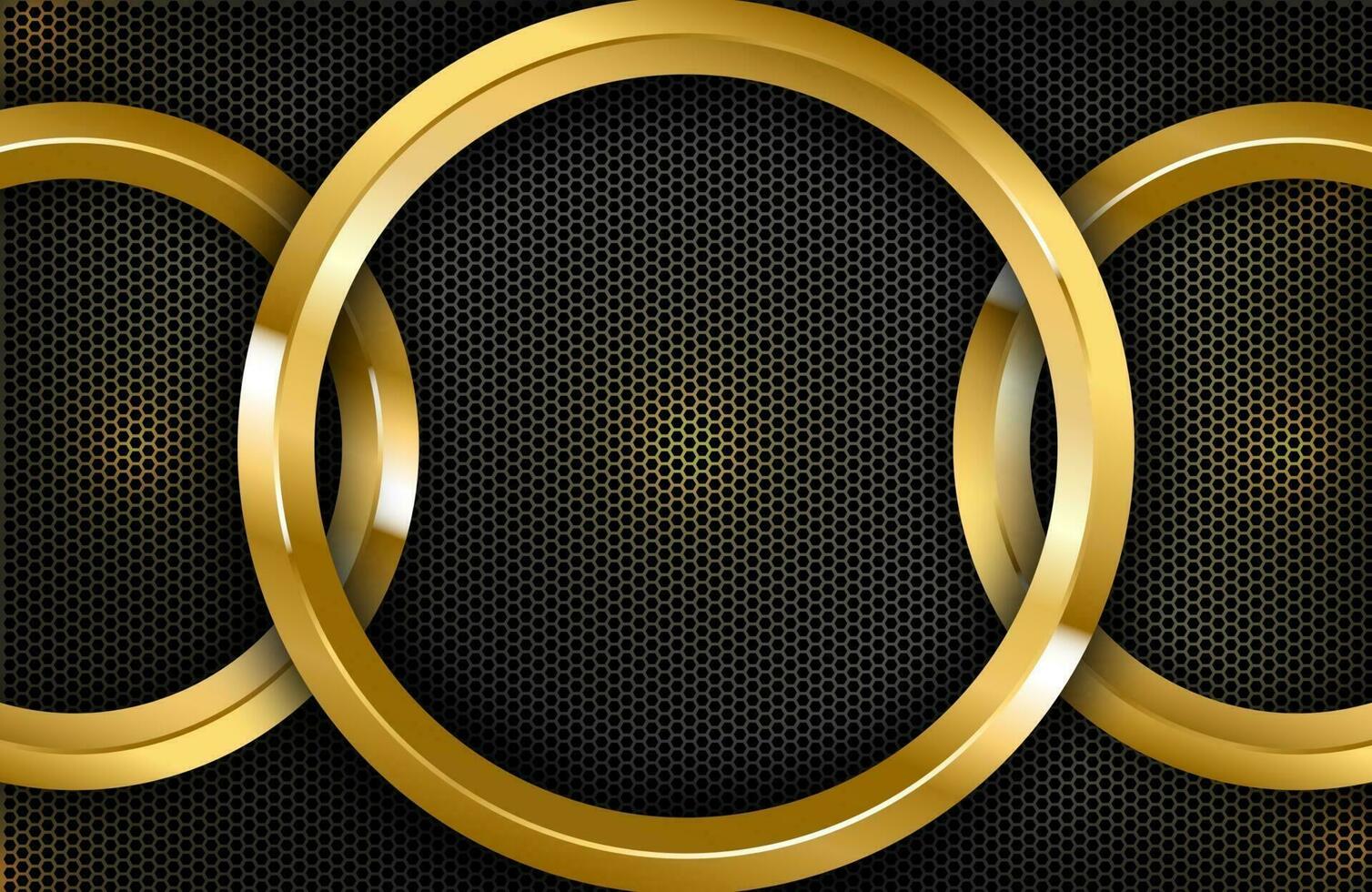 Luxury elegant background with shiny gold circle element on dark black carbon surface vector
