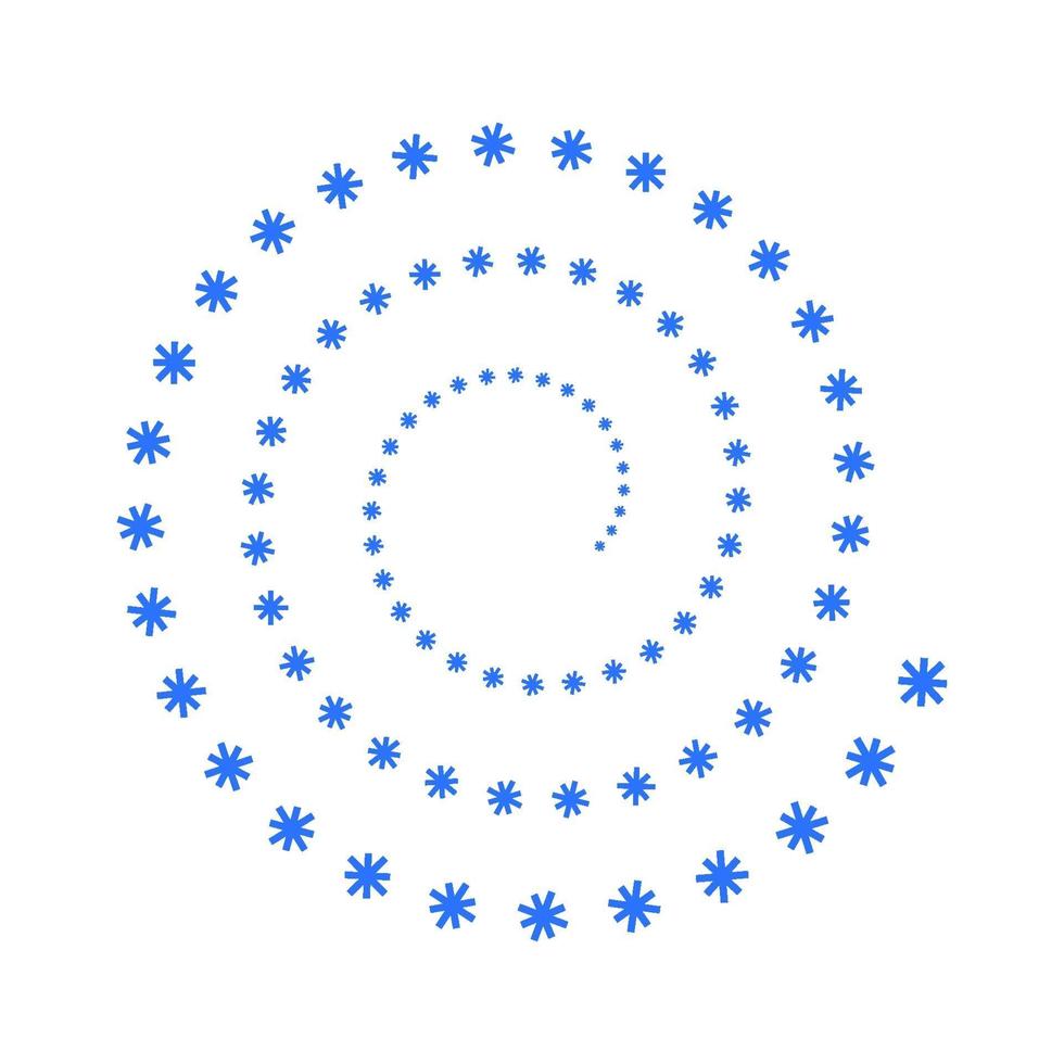 copos de nieve en espiral sobre fondo blanco vector