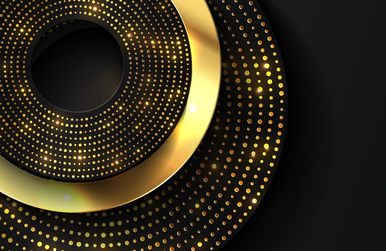 Luxury 3d realistic background with shiny gold circle shape vector