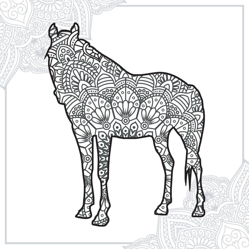 Horse Mandala. Vintage decorative elements. Oriental pattern, vector illustration.