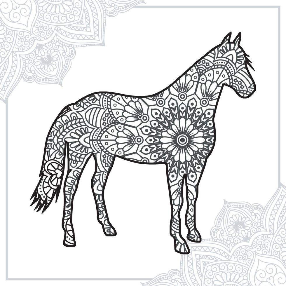 Horse Mandala. Vintage decorative elements. Oriental pattern, vector illustration.