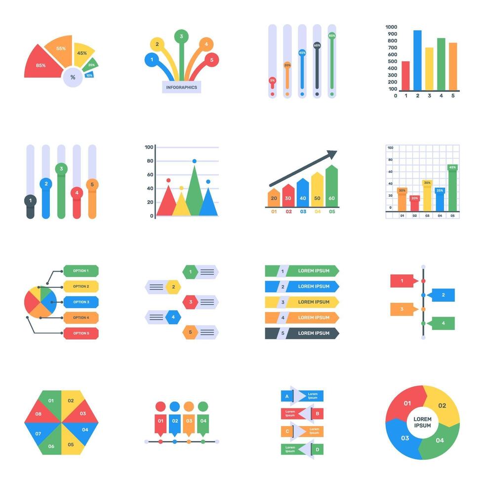 Graphs in Editable Style vector