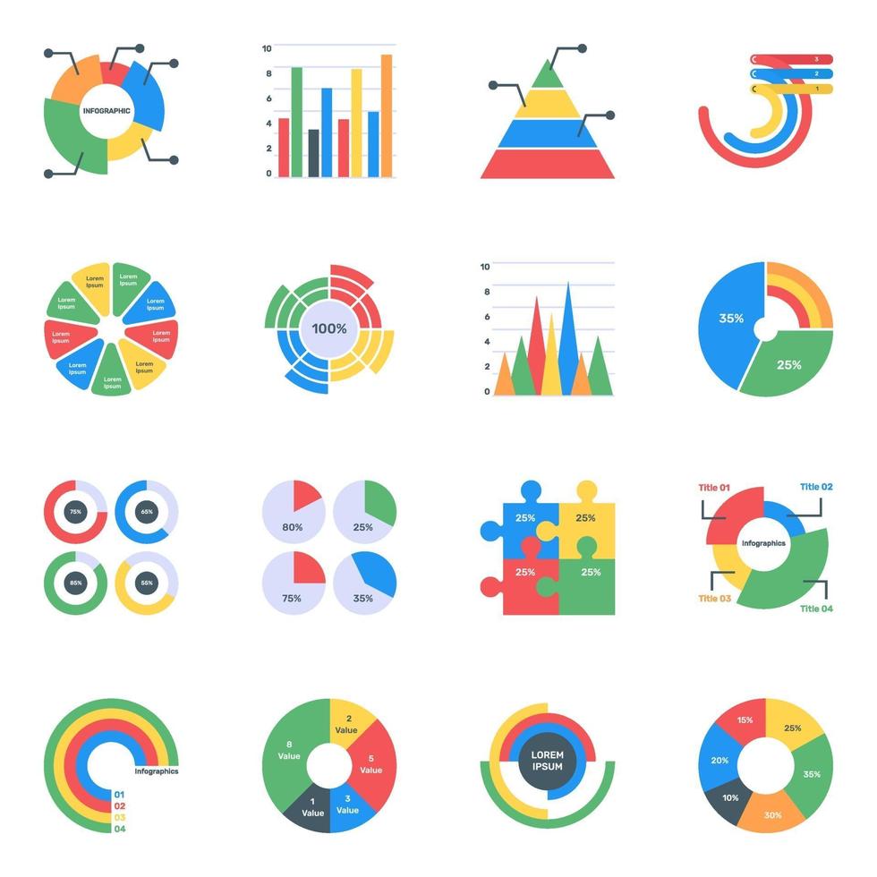 Charts in Editable Style vector