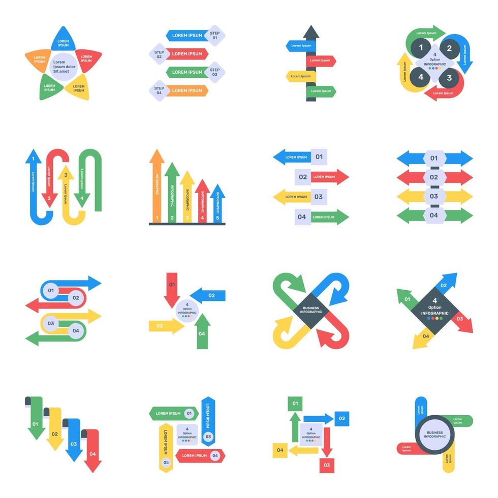 variedad de diagramas visuales vector