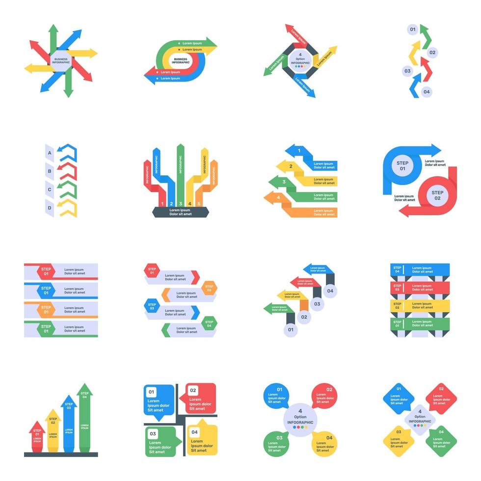 estadísticas iconos planos vector