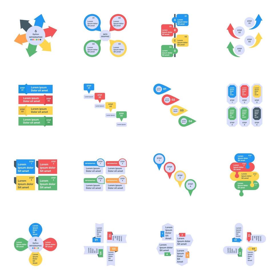 infografías descriptivas planas vector