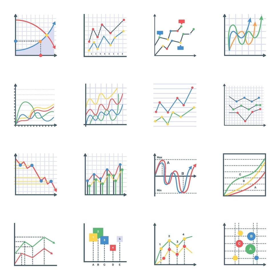 Modern Set of Line Graphs vector