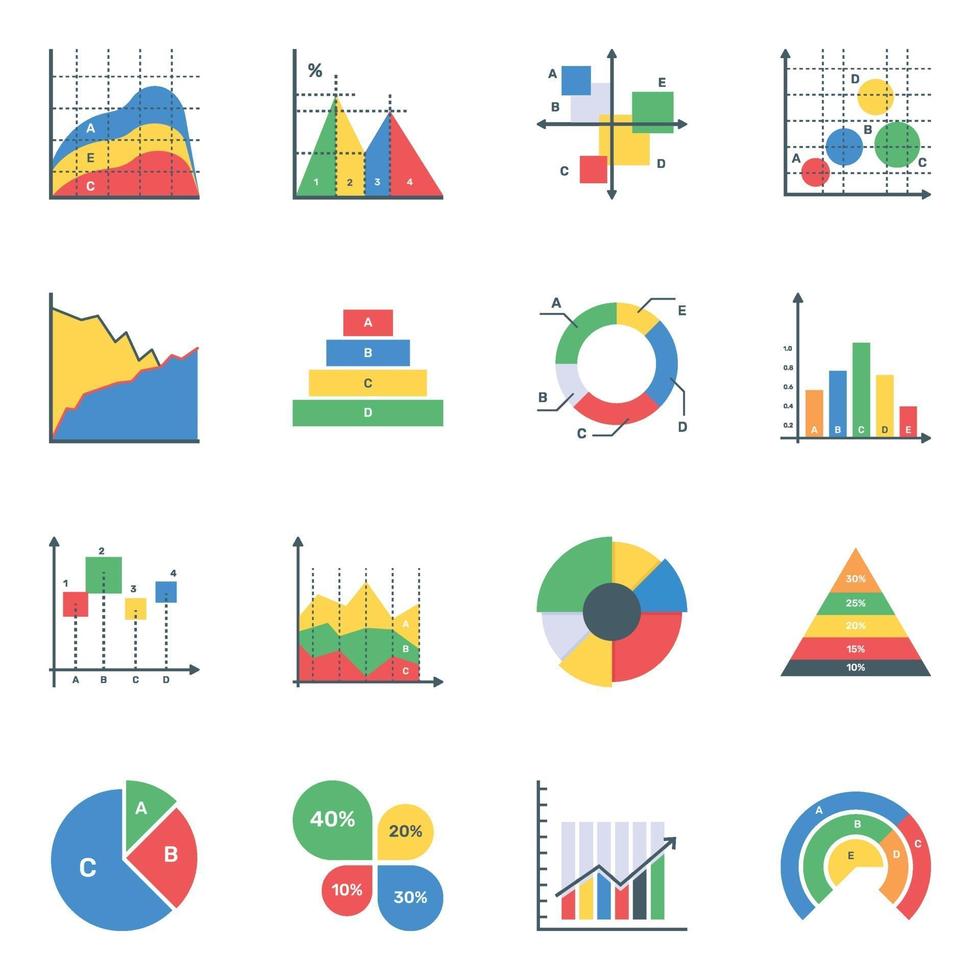 Business Charts in Editable vector