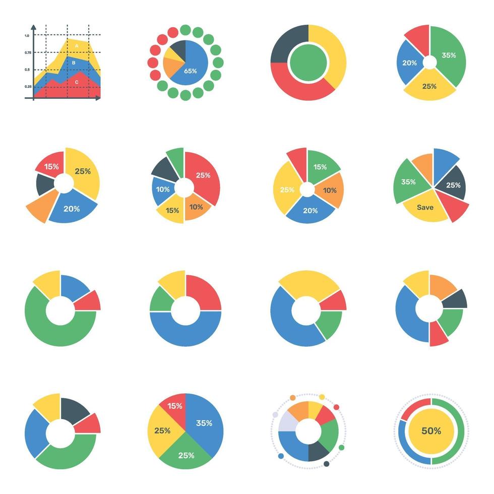 Circle Charts in Editable vector