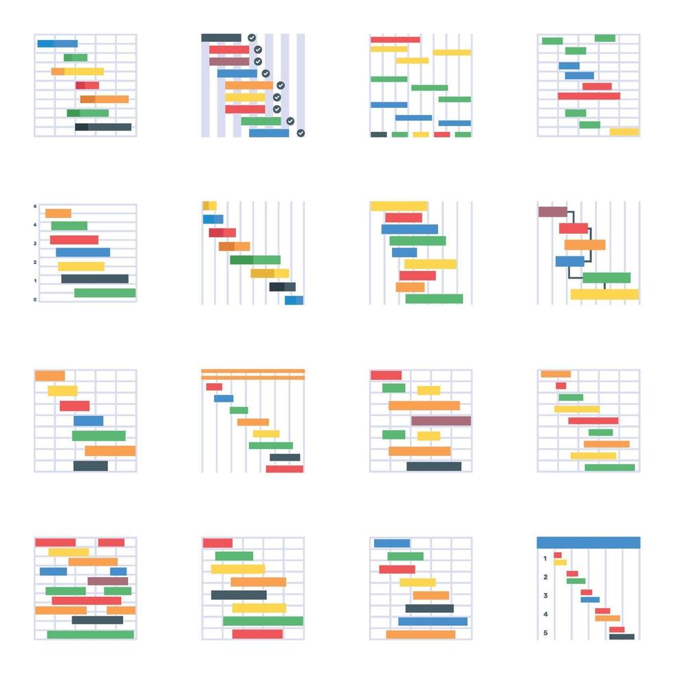 Gantt and Control Charts Flat vector