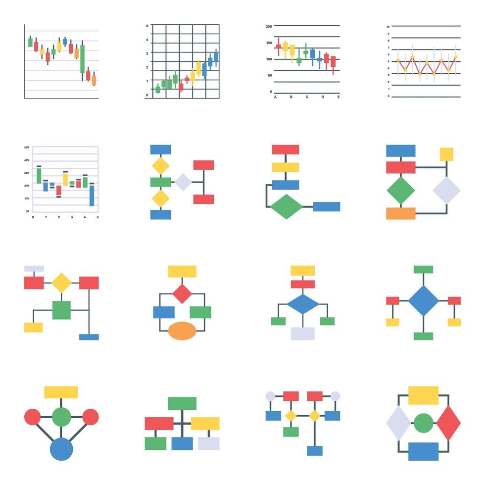 Trendy Candlestick and Workflow vector