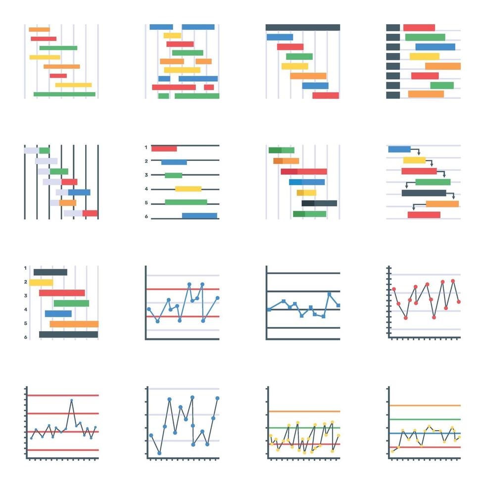 Flat Icons of Control Charts vector
