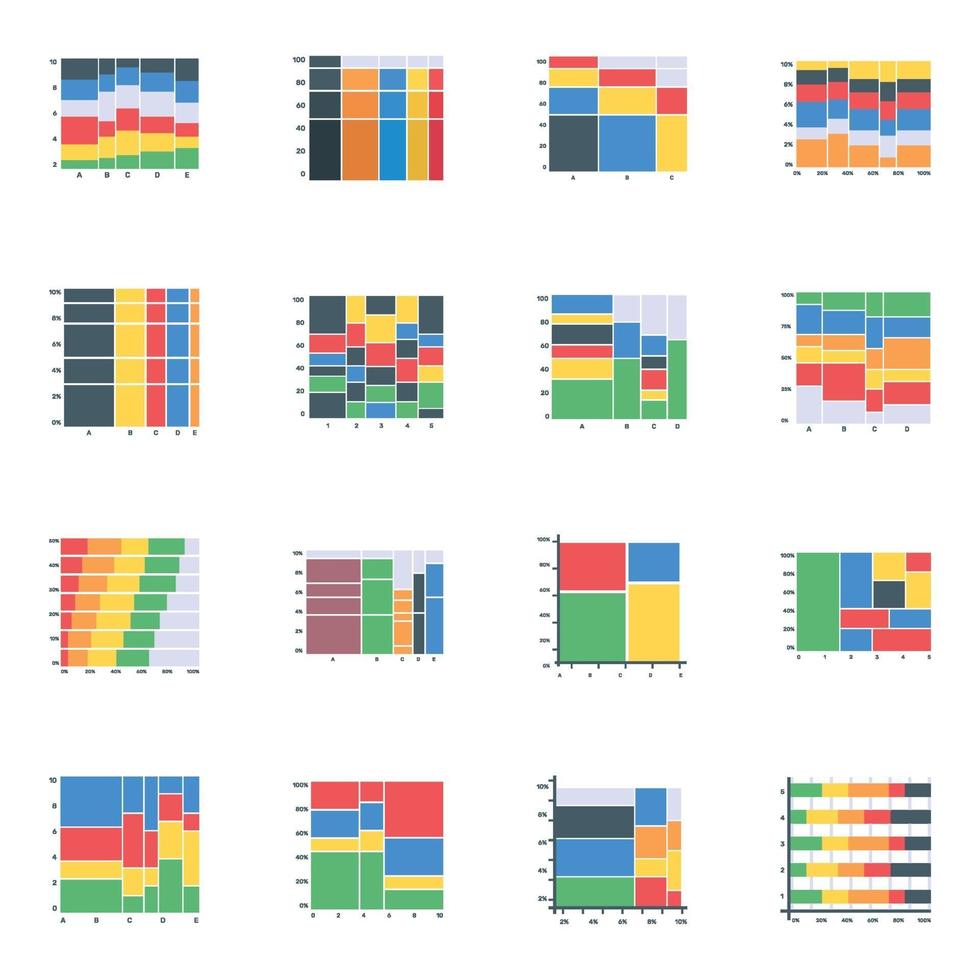 diagramas de mekko planos vector