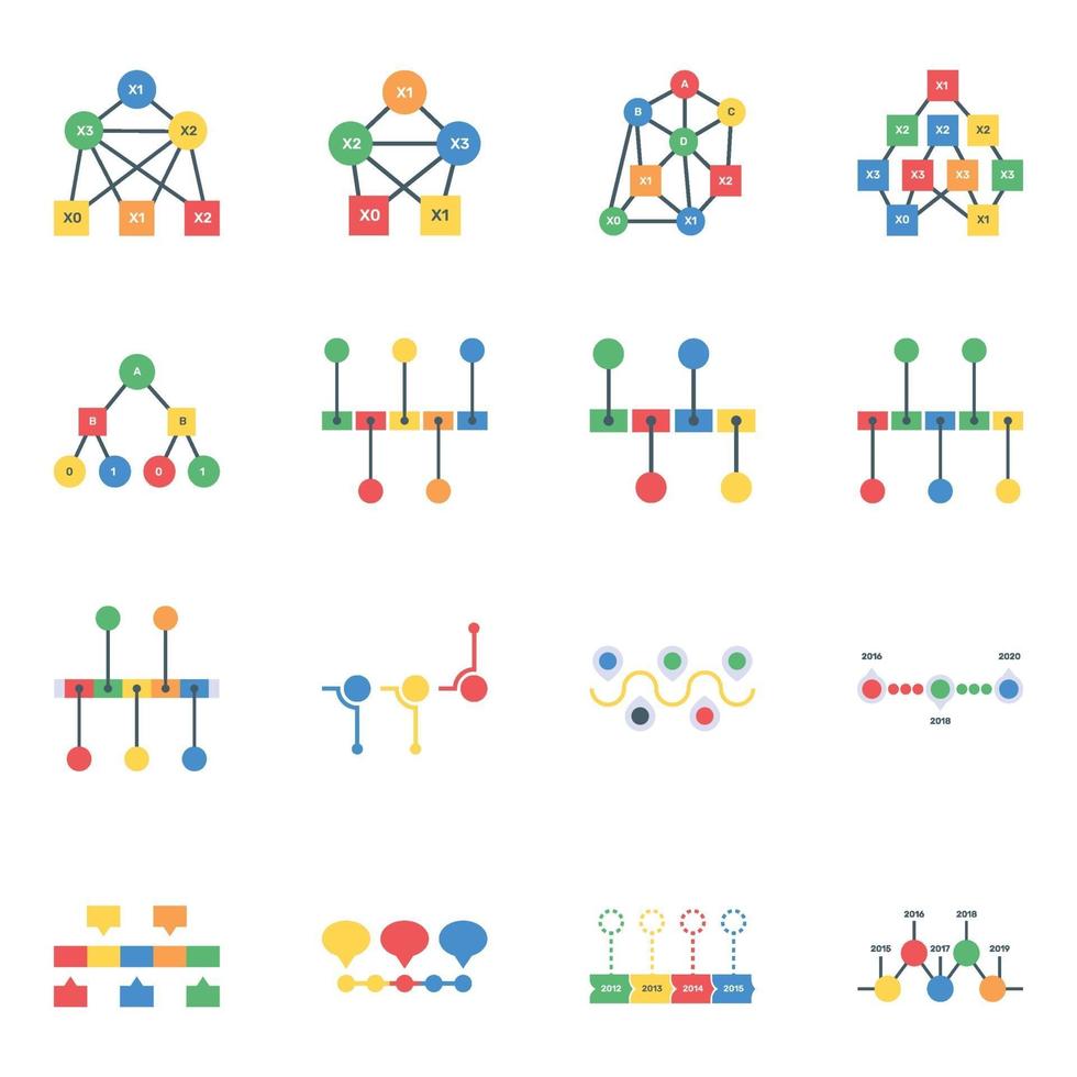 Timeline Graphs Flat vector