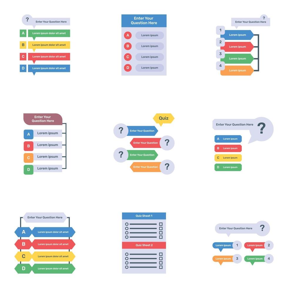 Quiz Templates Flat vector