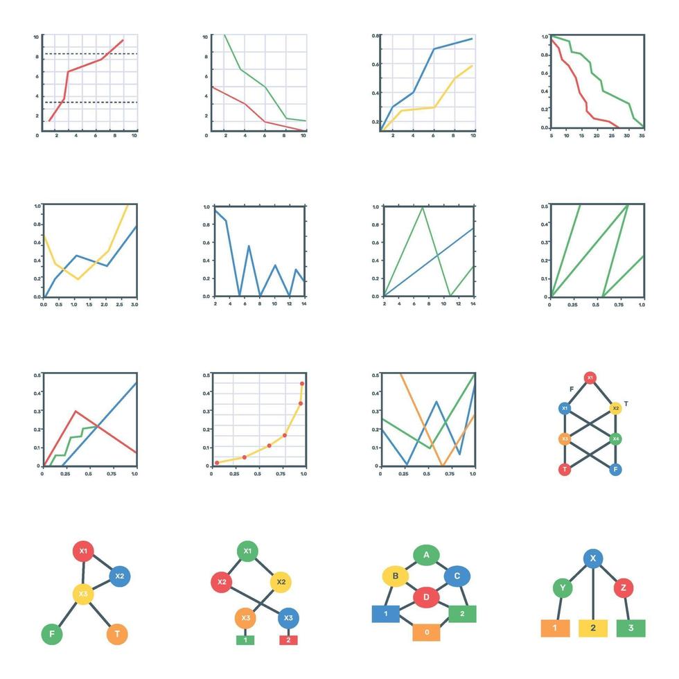 Binary Tree Diagrams Flat vector