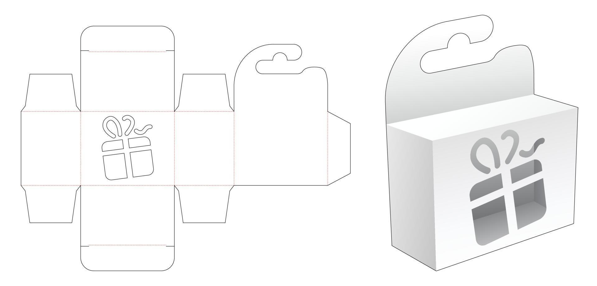 Hanging mini box with gift box stencil die cut template 2378360 Vector