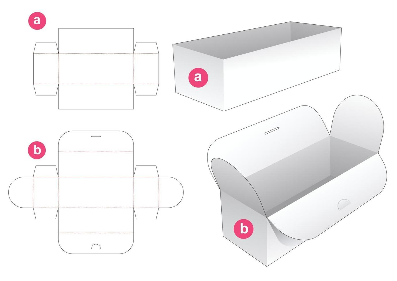 bandeja larga y plantilla troquelada de tapa envuelta vector
