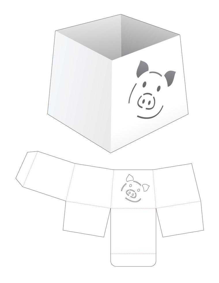 Plantilla Troquelada De Mini Tazon Y Plantilla De Dibujos Animados De Cerdo Vector En Vecteezy