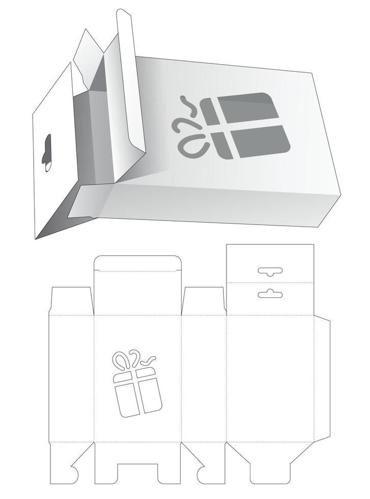 Caja de embalaje colgante con plantilla troquelada de plantilla de caja de regalo vector