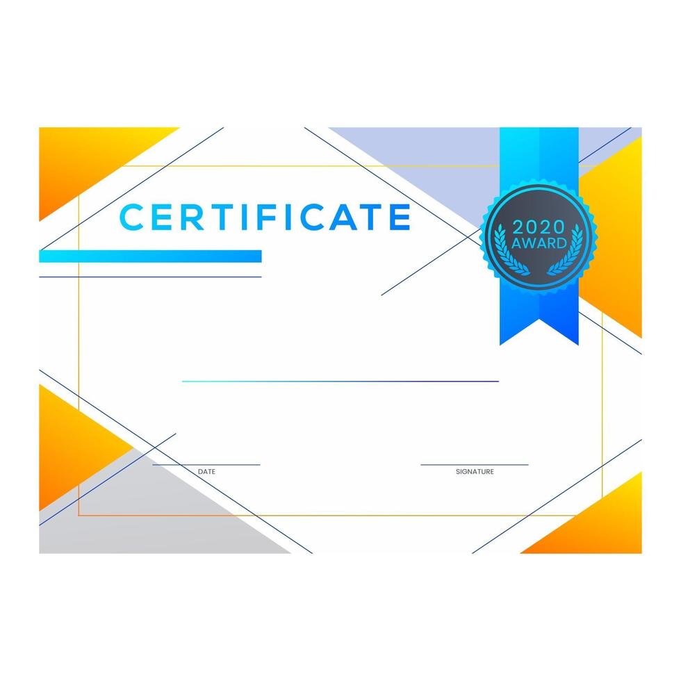 hermoso certificado de plantilla de vector de logro