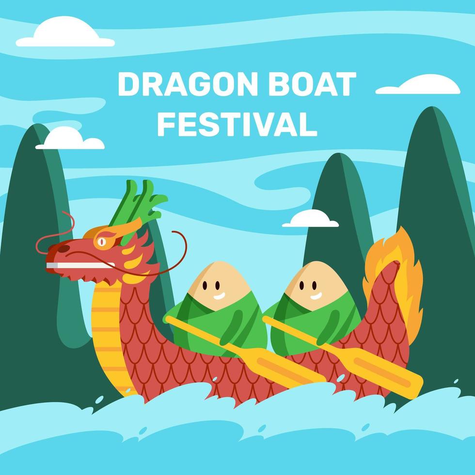 celebración del festival del barco del dragón vector