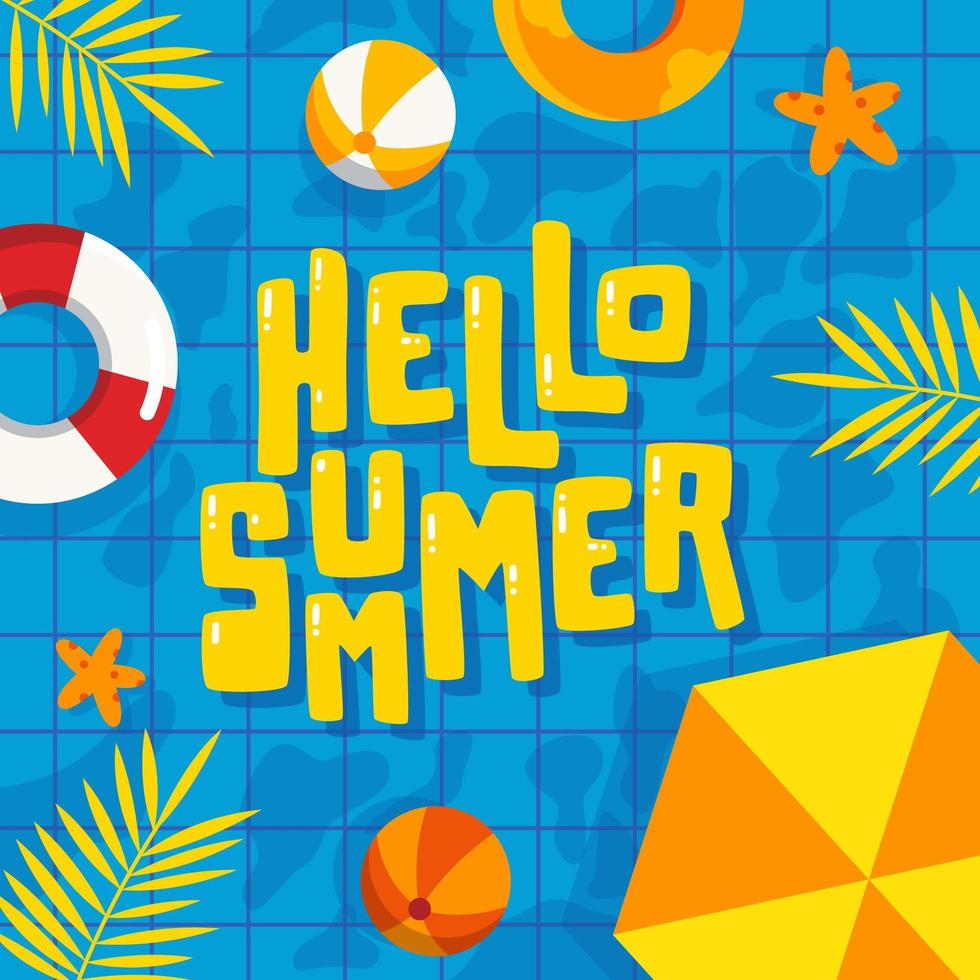 Hello Summer Swimming Pool Background vector