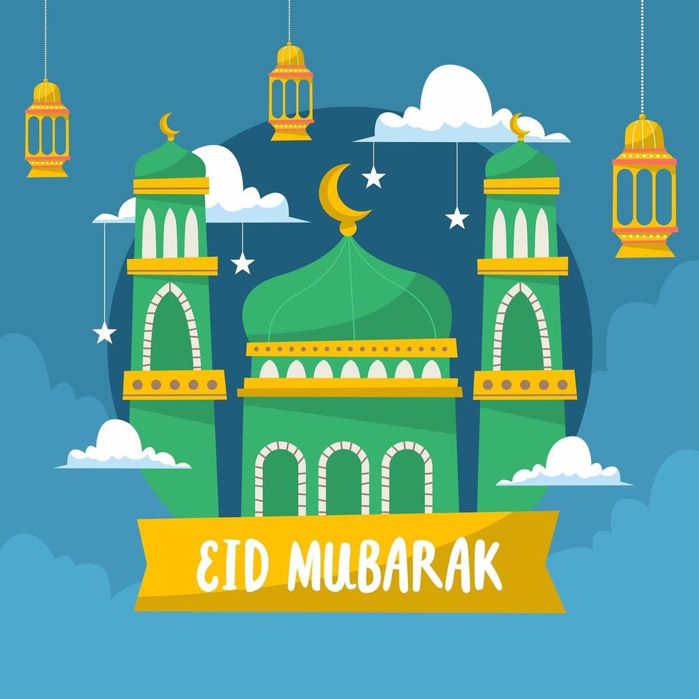 Eid Mubarak Mosque Background vector