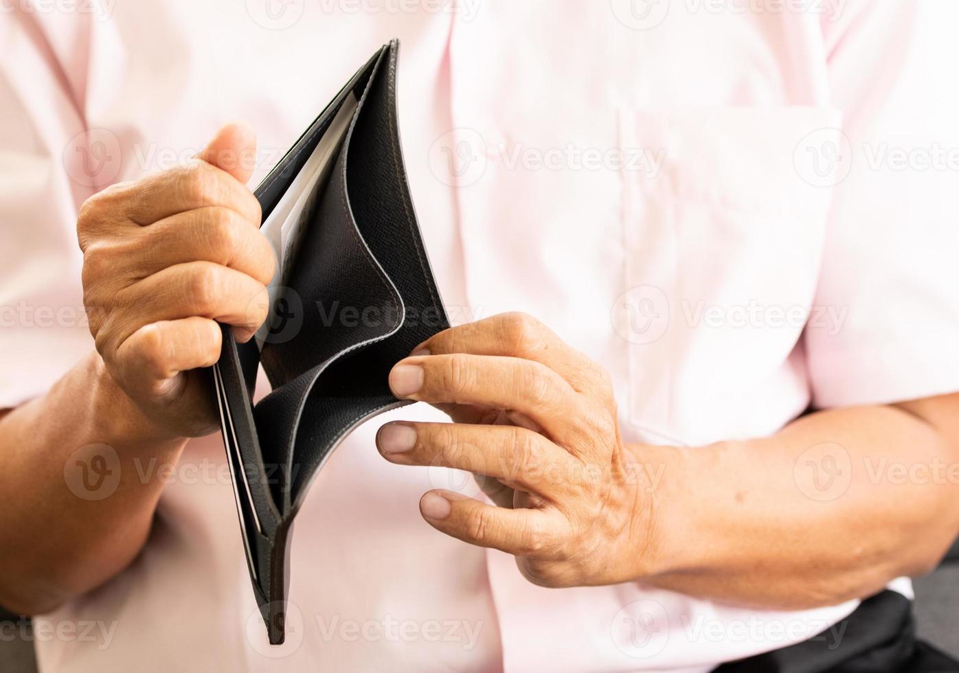 Empty wallet of elderly man photo