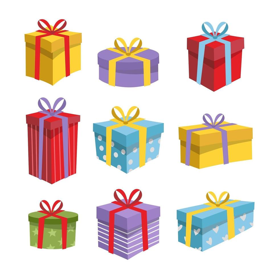 Colorful Gift Box Element in Flat Design vector