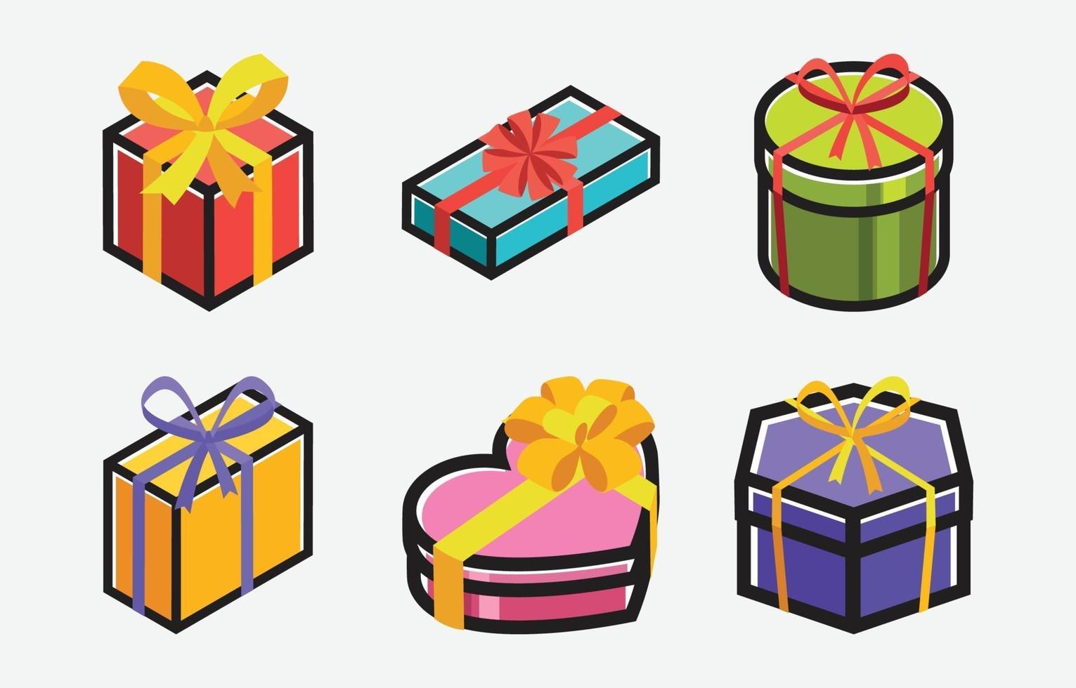 iconos de caja de regalo de colores vector