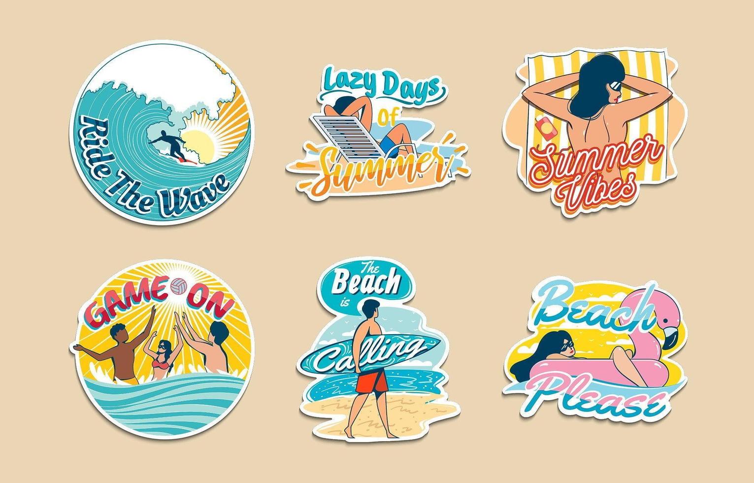 Summer Beach Stickers Collection 2378687 Vector Art at Vecteezy