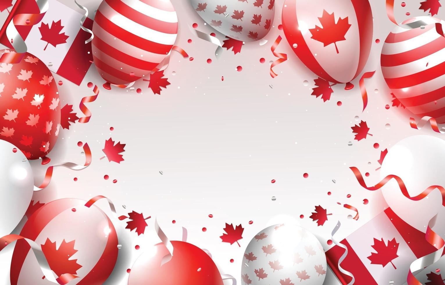 fondo del día de canadá con globos y confeti vector