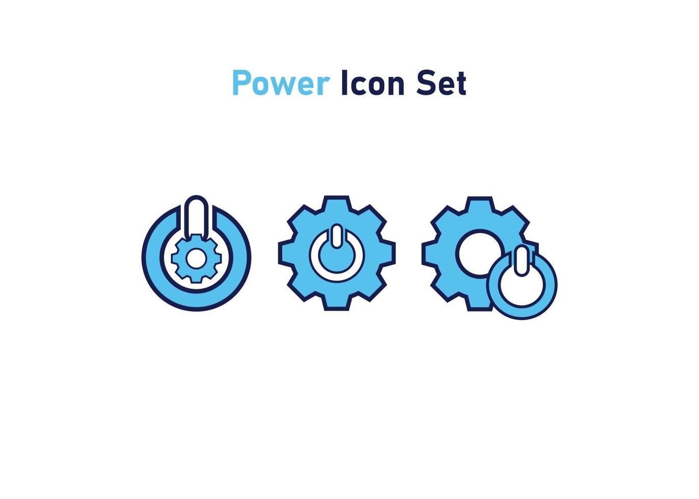 Icon set with power symbol. Concept of power setting. Vector illustration, vector icon concept.