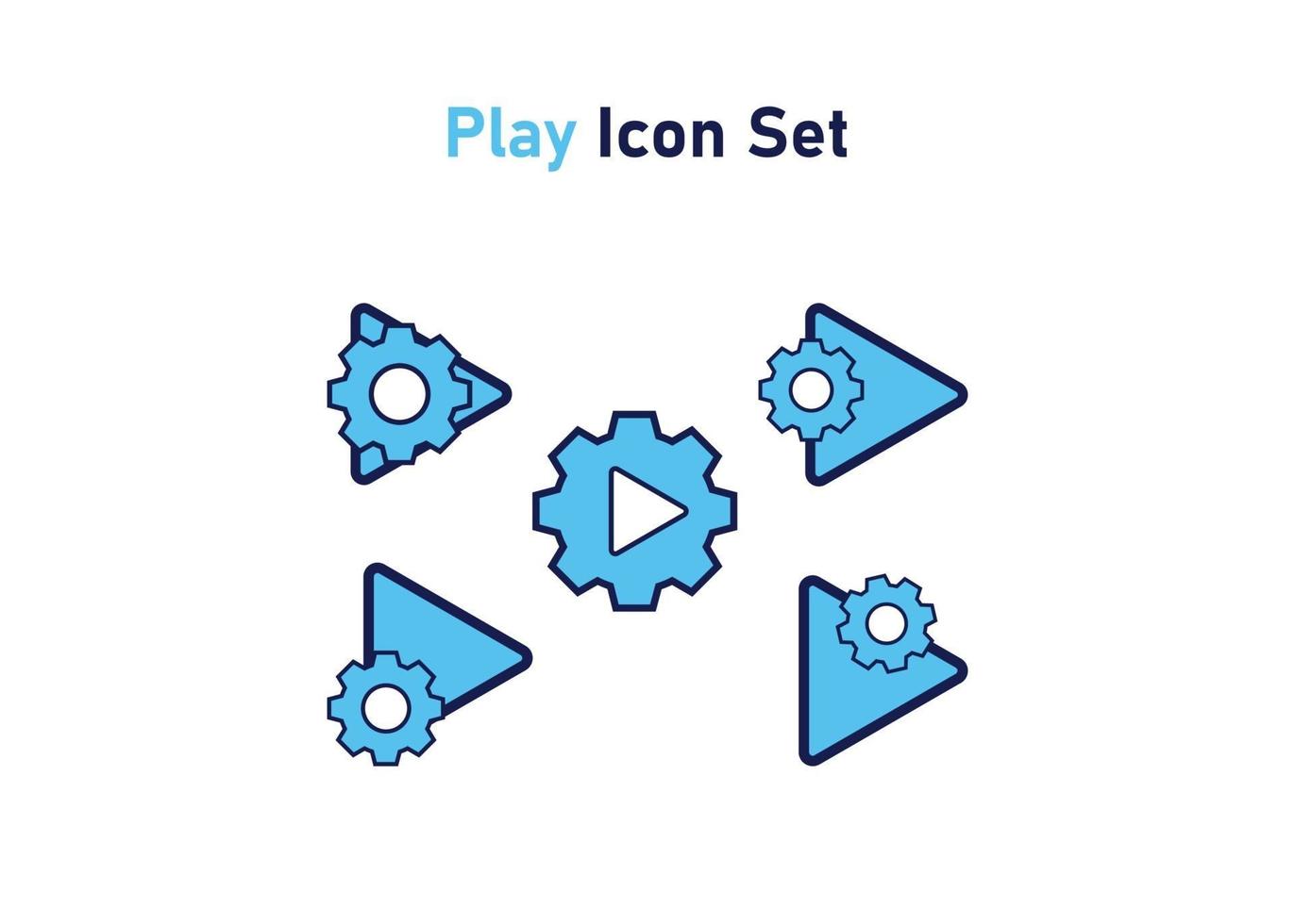 Icon set with play button symbol. Concept of multimedia setting. Vector illustration, vector icon concept.