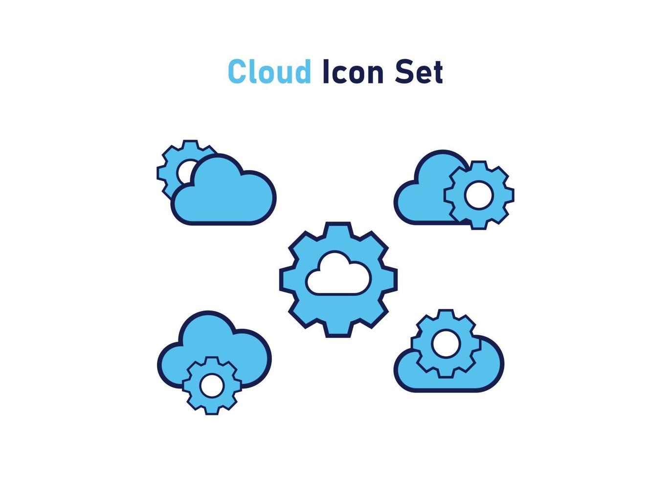 Icon set with cloud symbol. Concept of cloud computing setting. Vector illustration, vector icon concept.