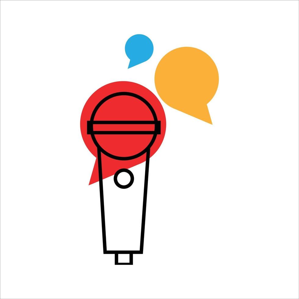 microphone icon. microphone and conversation bubble. concept for podcast, broadcasting media vector