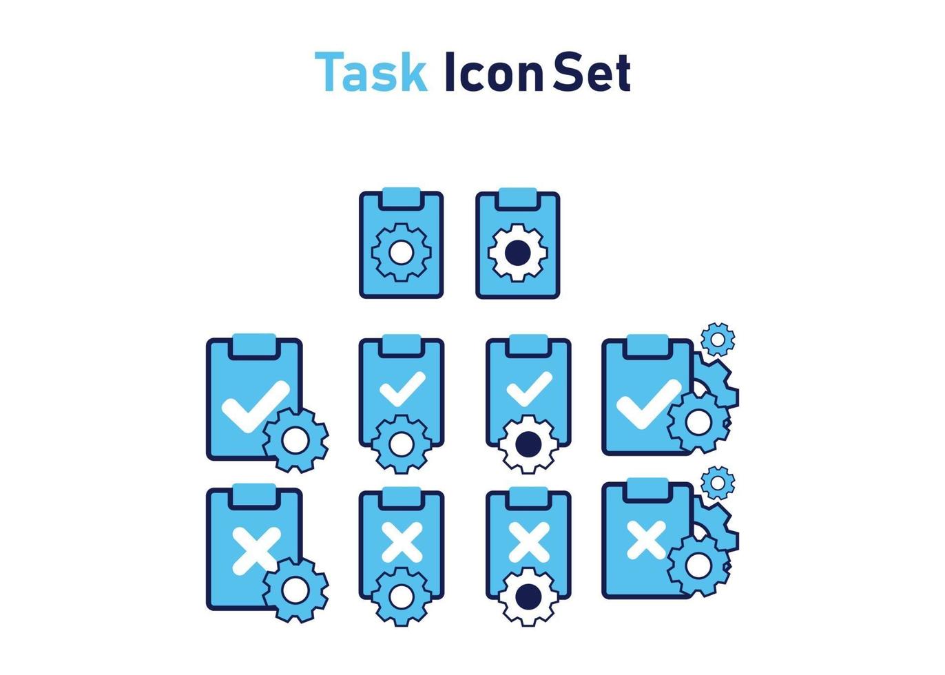 conjunto de iconos con símbolo de tarea. concepto de gestión de tareas. ilustración vectorial, concepto de icono de vector. vector