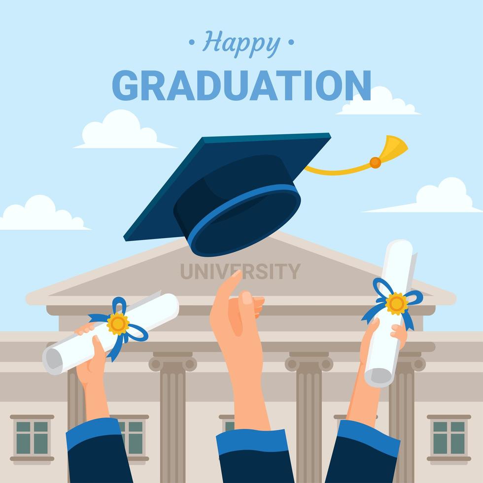 Throwing Hat Graduation Background vector